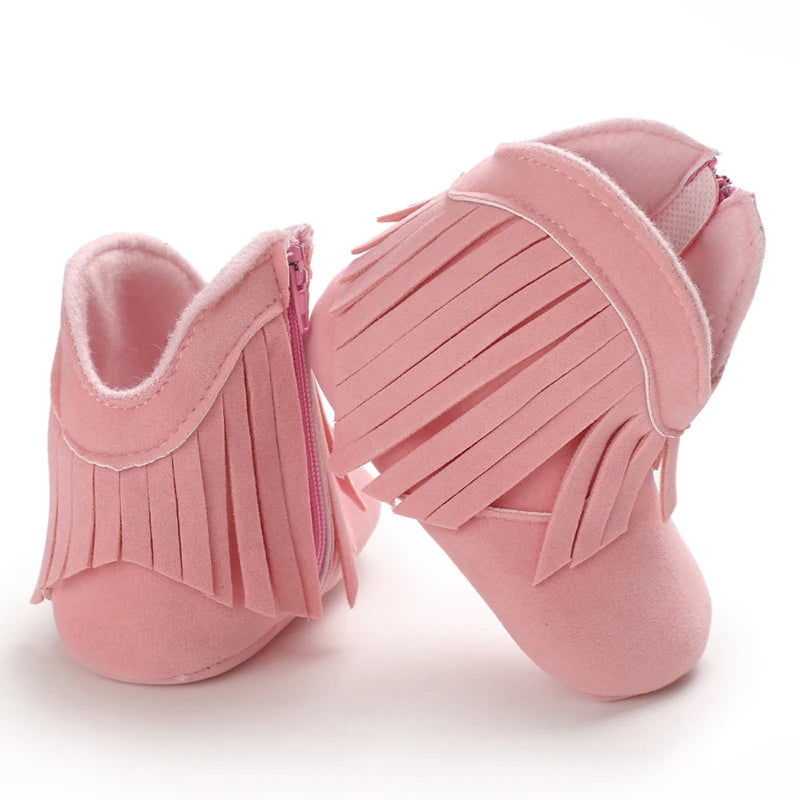 Mocassins Bébé Hiver Franges — Chaussures Douces Unisexe 0–18 mois