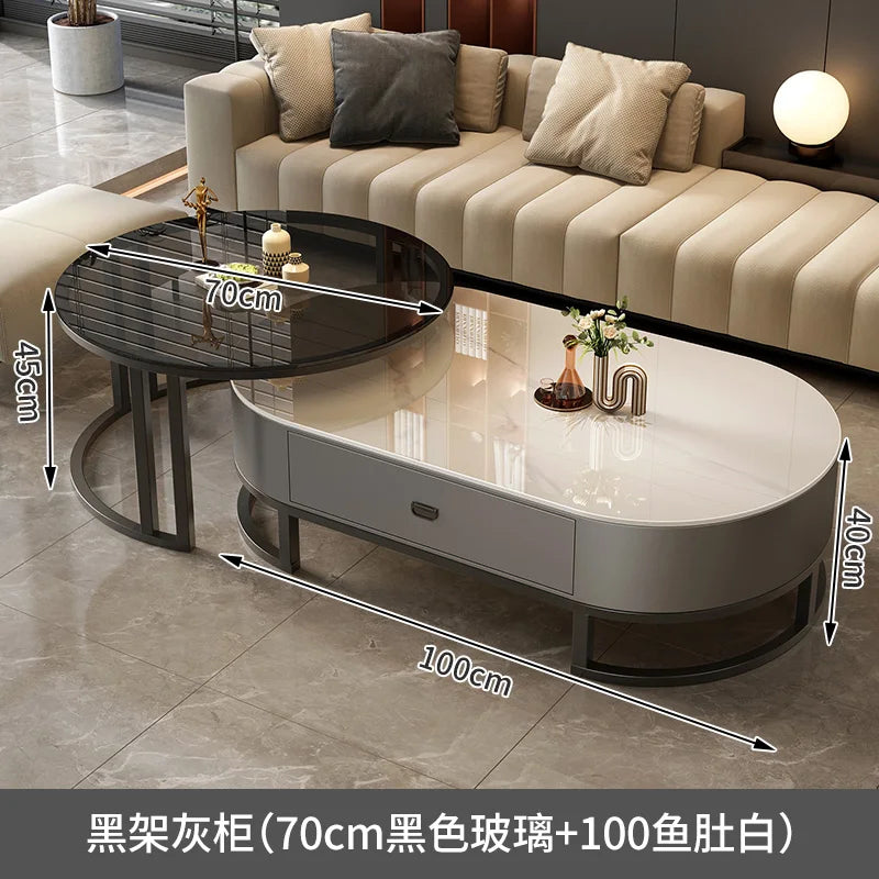Luxury Extendable Round Modern Coffee Tables Minimalist Premium Design Book Furniture Mesa De Centro De Sala