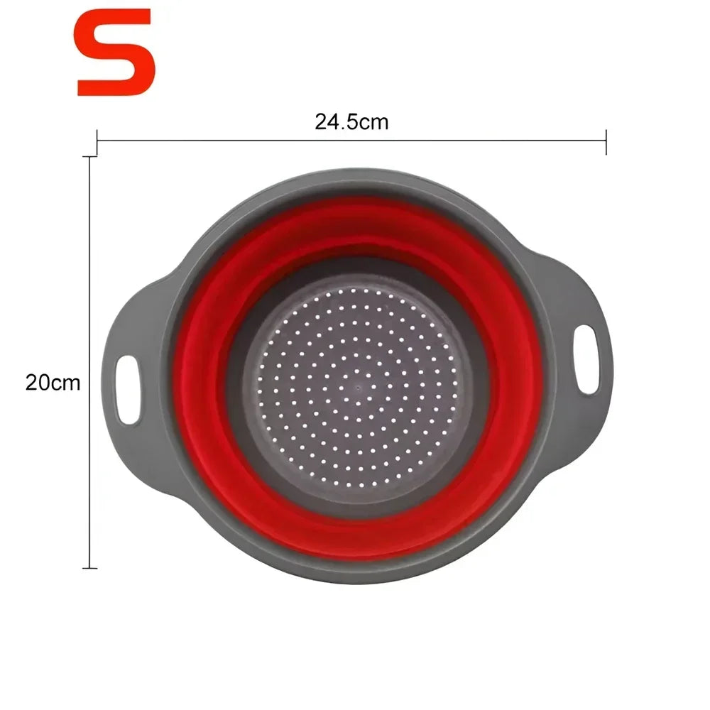 2pcs Silicone Collapsible Strainer Basket, Foldable Colander for Fruit Vegetable, Kitchen Strainer for Food Pasta Kitchen Tools Drainage Device
