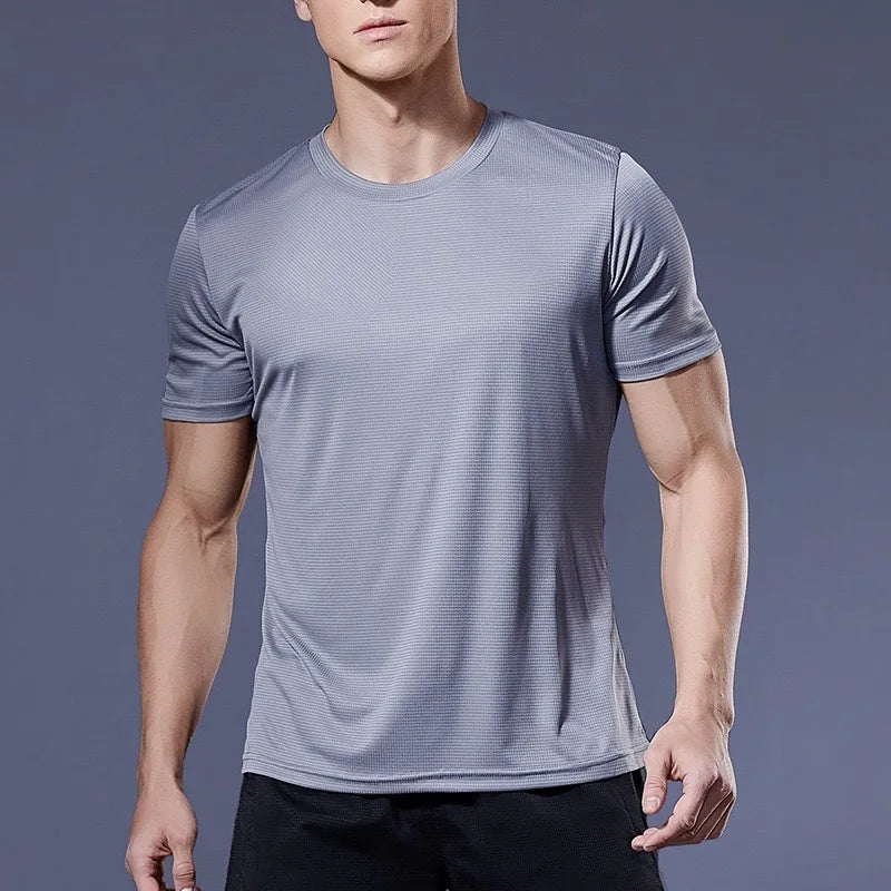 T-shirt sport gym pour hommes — séchage rapide, course, musculation, manches courtes, fitness, surdimensionné