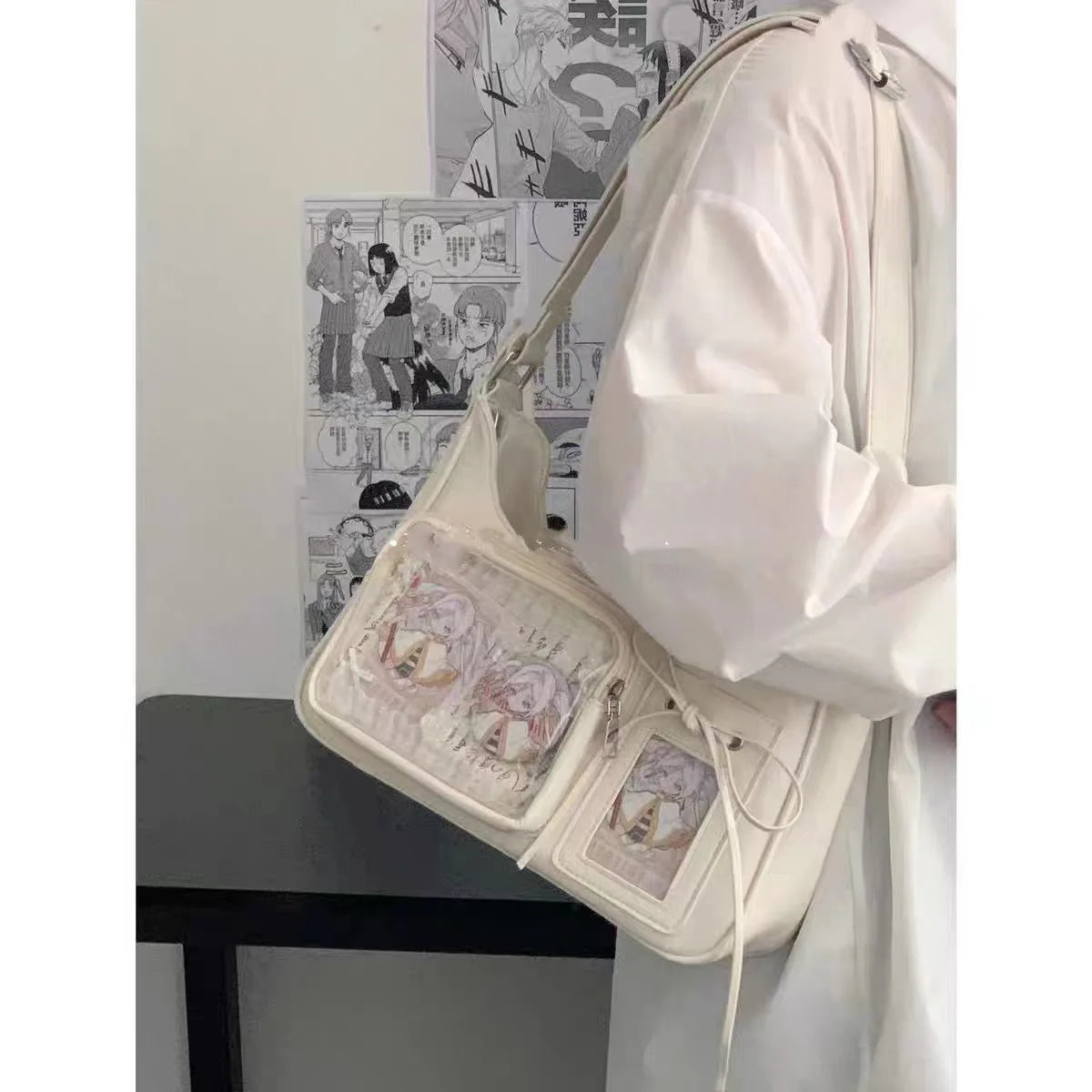 Y2k Harajuku bolso de hombro para mujer coreano transparente Ita bolso escolar bandolera japonesa diseñador Preppy bolso de mano