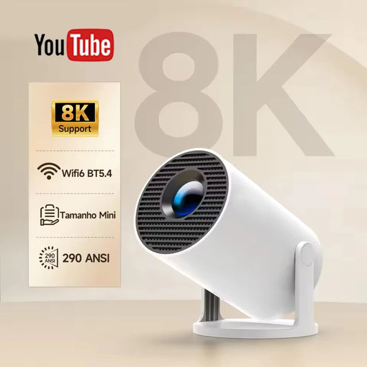 Proyector inteligente para exteriores HY300 8K Android 11 Doble Wifi6 290ANSI Allwinner H726 BT5.4 1080P 1280*720P Proyector de cine en casa para exteriores
