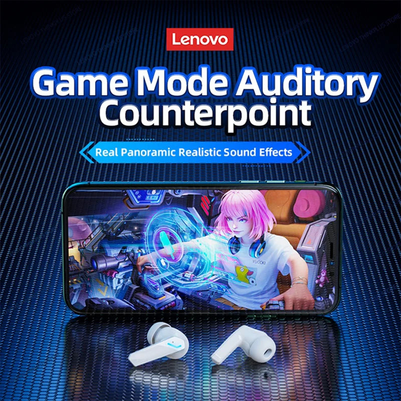 Auriculares inalámbricos Lenovo GM2 Pro Bluetooth 5.3 para juegos, baja latencia, modo dual, música, auriculares deportivos intrauditivos con micrófono