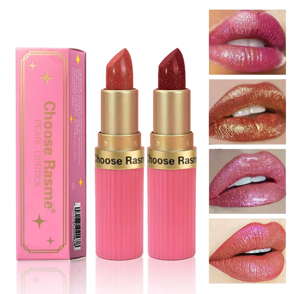 Rouge à lèvres velours rose nacré, métallique, imperméable, longue durée, mat, scintillant, diamant, maquillage cosmétique pour femmes