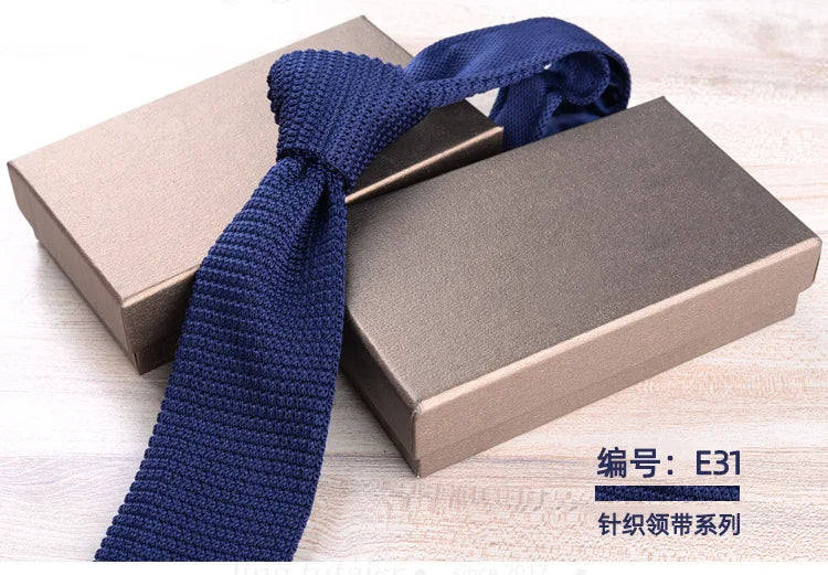 Men's Casual British Style Retro Striped Knitted Ties Formal Business Navy Red Brown Handmade Ties Tuxedo Neckties