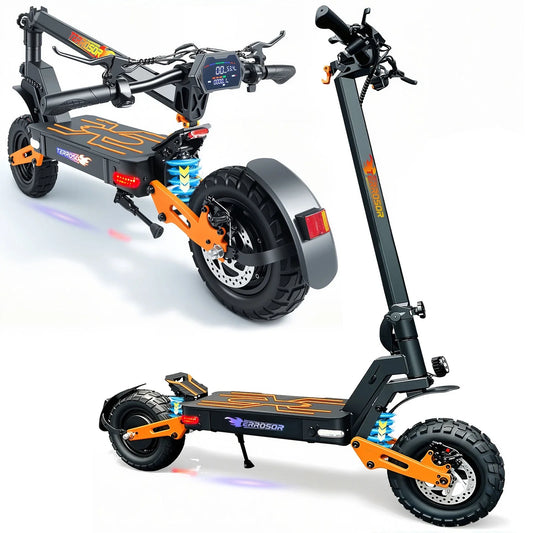 Trottinette Électrique Adulte 1200W — Pliable 40 mph 30 Miles 11" Double Suspension