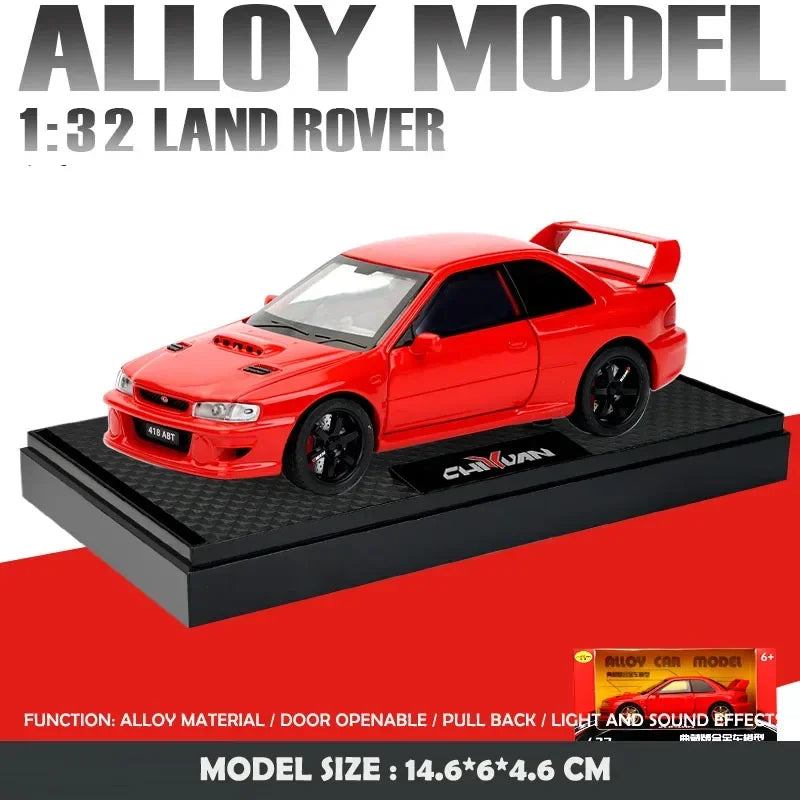 Simulación 1:32 Subaru Impreza WRX 22B STI Modelo de coche modificado de aleación de metal fundido a presión Coche en miniatura Regalo de cumpleaños para niños