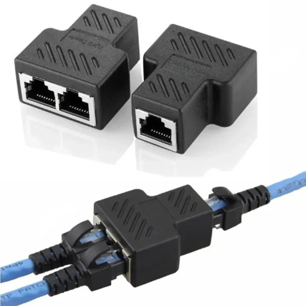 Adaptador de uno a dos para divisor de cable Ethernet Rj45 8P8C, versión de PC, acceso simultáneo a Internet, IPTV, alta velocidad, conexión de tres vías