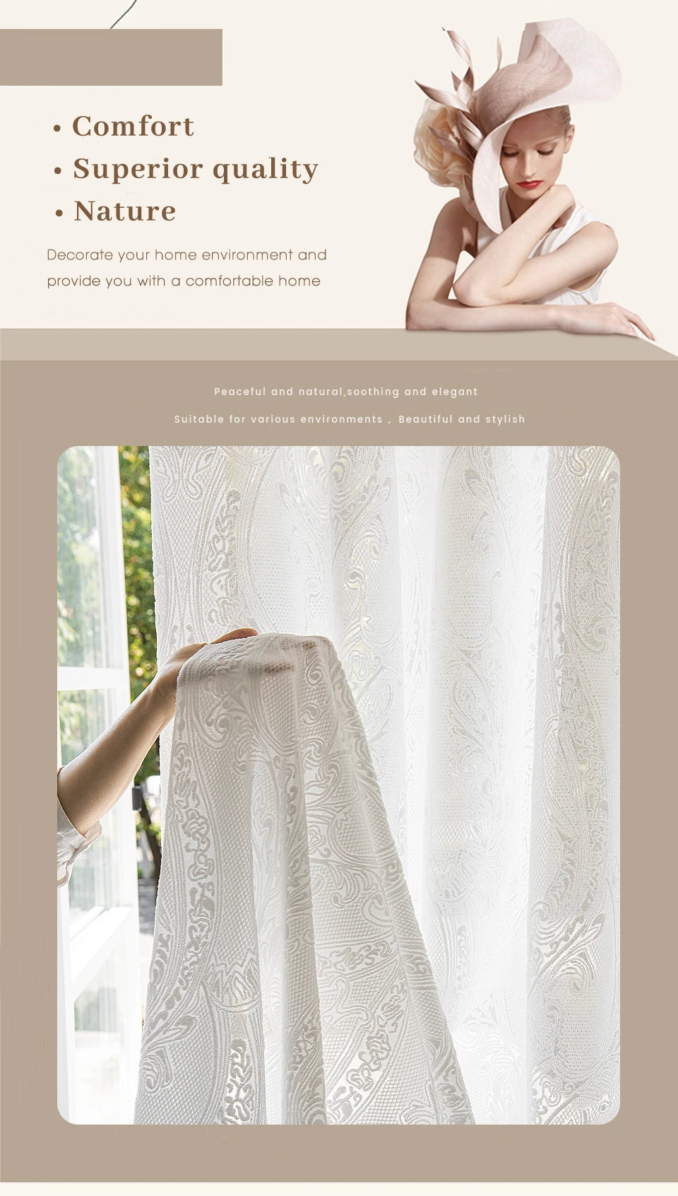 Cortinas francesas para sala de estar, cortina semitransparente sólida de lujo para balcón, visillo de tul personalizado para boda