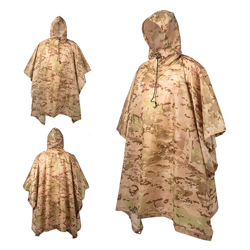 Poncho de Camouflage respirant pour l'extérieur, imperméable tactique de Jungle, observation des oiseaux, randonnée, chasse, combinaison Ghillie, équipement de pluie de voyage