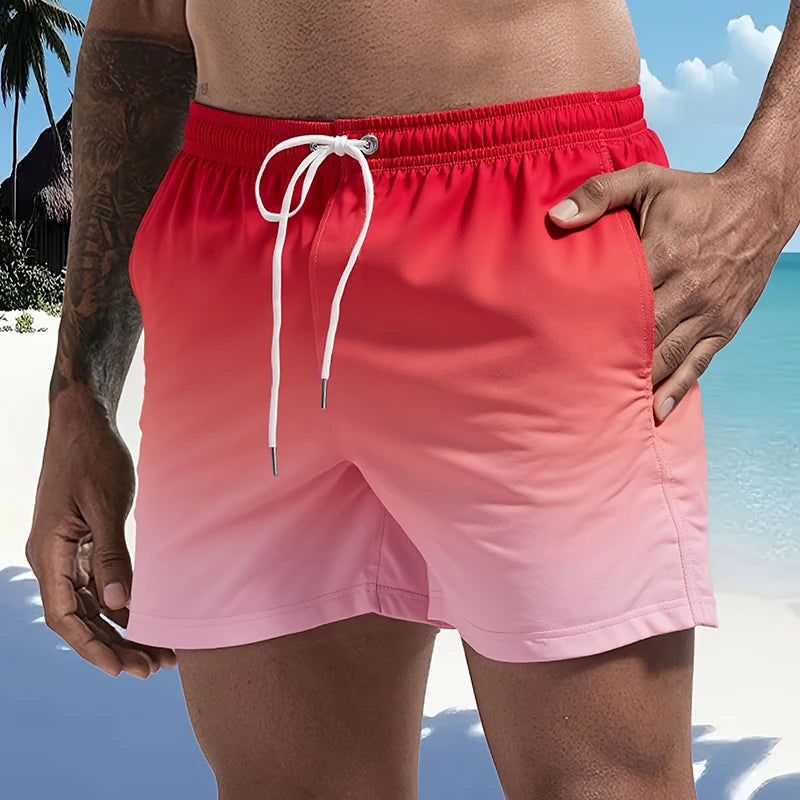 Maillot de bain pour hommes avec doublure en maille poches latérales short de plage solide séchage rapide léger cordon de serrage short de bain maillot de bain d'été