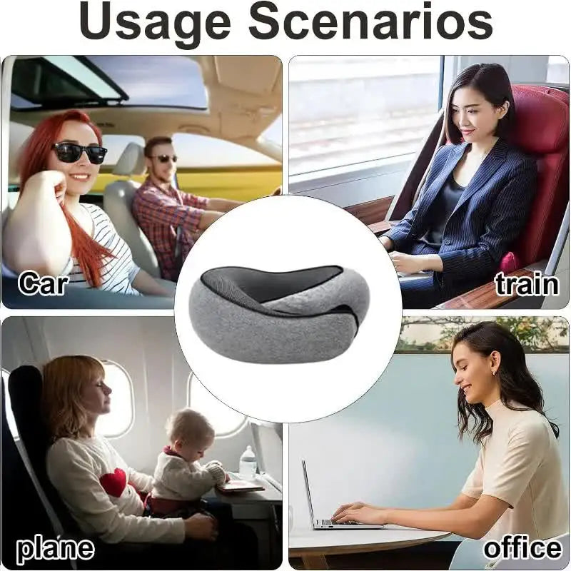 Almohada de viaje en forma de U de espuma viscoelástica, estilo caracol, soporte para el cuello, portátil, ajustable, suave, para siesta, almohadas para dormir