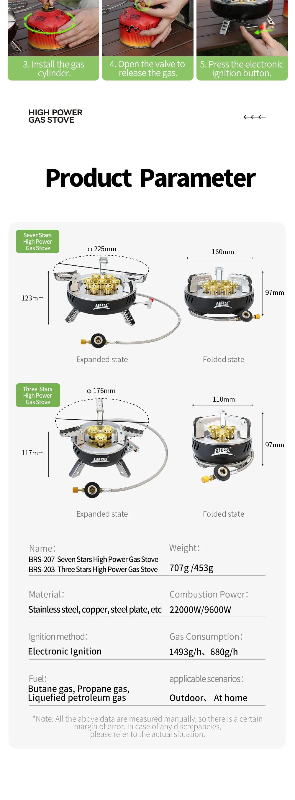 BRS – cuisinière à gaz de Camping 3/7 cœurs, brûleur touristique Portable haute puissance, allumage électronique extérieur, four de Camping, équipement de pique-nique