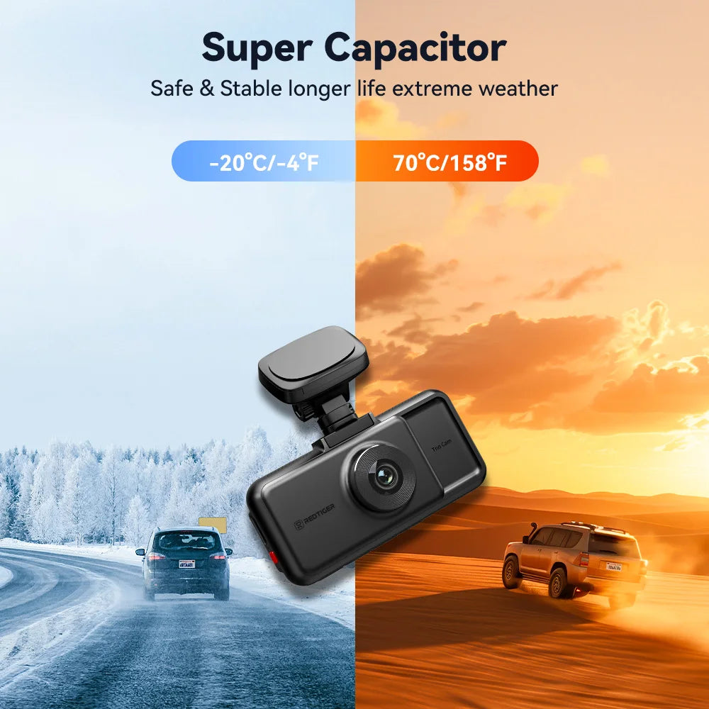 Dashcam 4K WiFi 5.8GHz GPS — Vision Nocturne 3 Caméras Avant Cabine Arrière