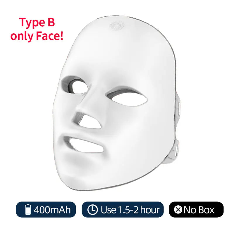 Machine de beauté pour le visage sans fil, masque facial à photons, 7 couleurs, LED, raffermissement de la peau, rajeunissement du cou