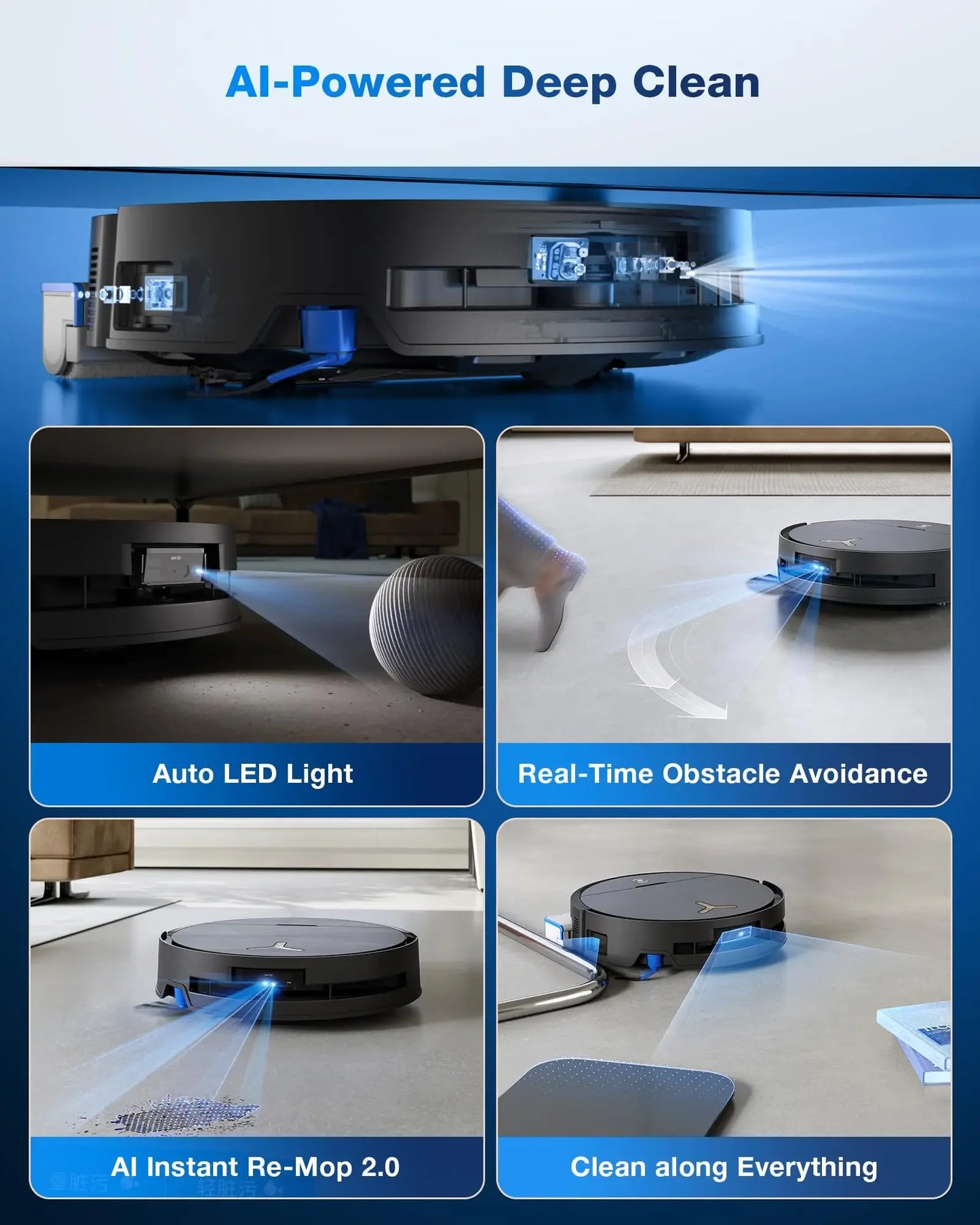 Robot aspirador fregasuelos ECOVACS Deebot X9 Pro Omni 16600pa AI Limpieza inteligente Electrodoméstico aspirador inalámbrico potente limpieza del hogar aspirador robot fregasuelos con estación de carga limpiador de alfombras