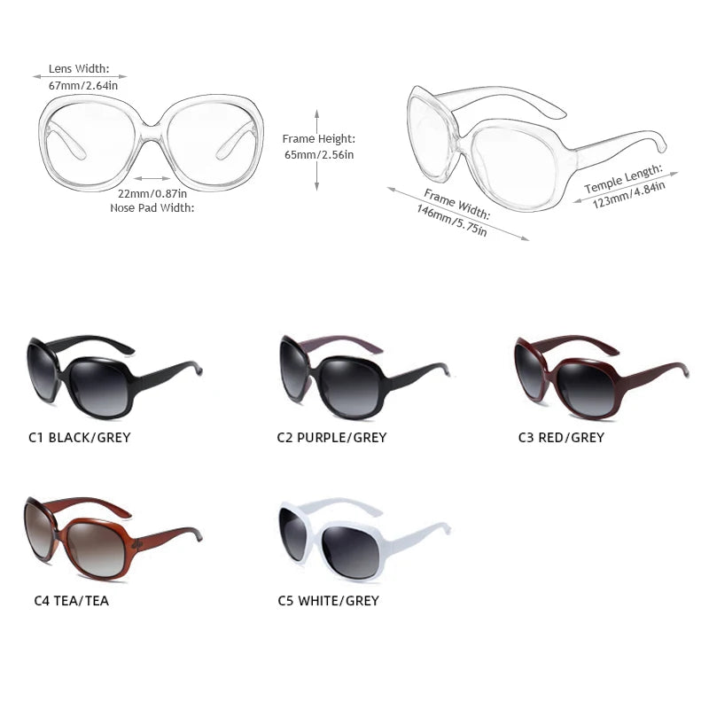 FUQIAN Brand Stylish Polarized Oversized Round Sunglasses for Women Simple Fashion Large Plastic Ladies Sunglasses UV400