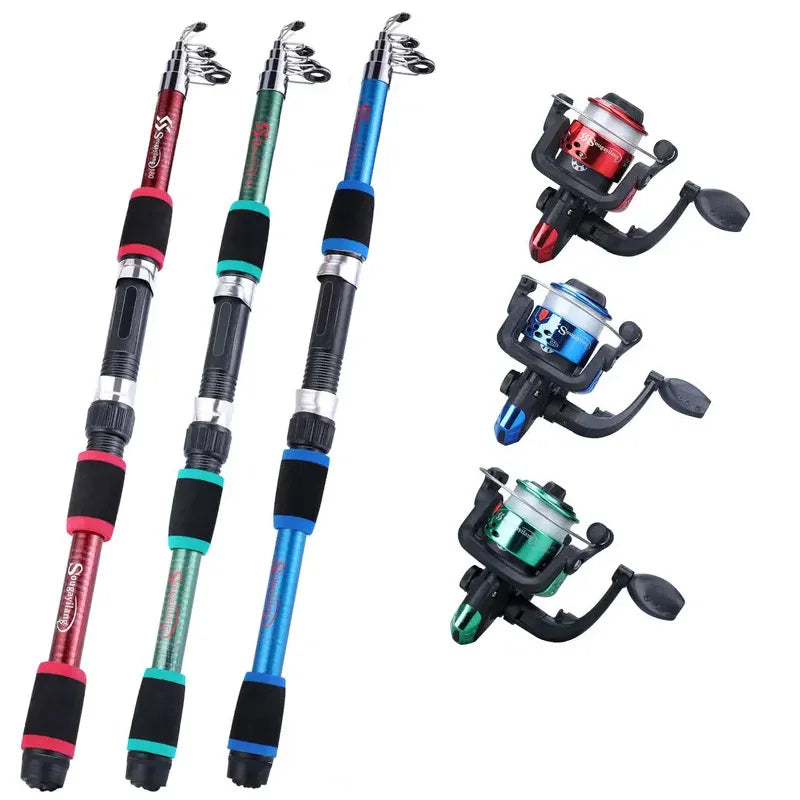Kit Complet de Canne à Pêche avec Hameçons, Moulinet Spinning, Télescopique, Voyage, Nouveauté