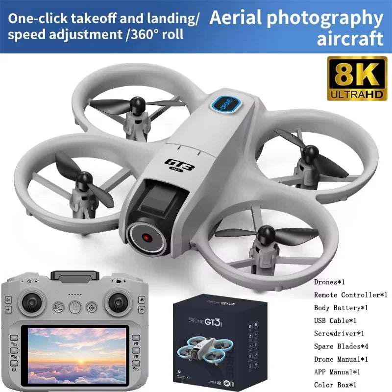 2025 New GT3 MAX Drone 8K HD 4.3" Remote Control Helicopter Headless Mode 360° Flip Quadcopter Toys Mini Drone for Children Toy Gifts