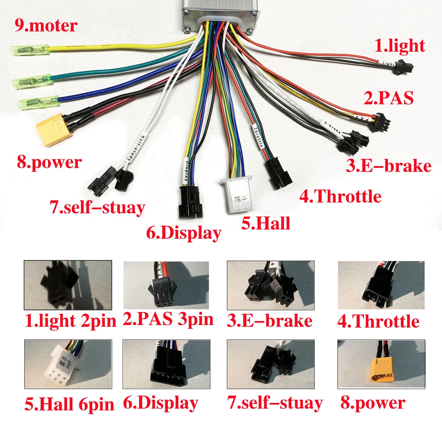 Controlador de motor sin escobillas de onda sinusoidal de 24V/36V/48V, 3 modos, 500W 750W 1000W 30A para S866 V889 S966 No. Medidor LCD de 2 protocolos para bicicletas eléctricas