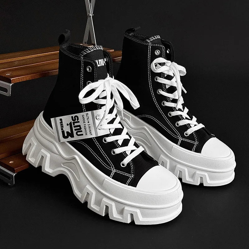 Zapatillas de lona vulcanizadas casuales para mujer, zapatos planos ligeros y cómodos, talla 41 42, zapatillas deportivas de caña alta para mujer