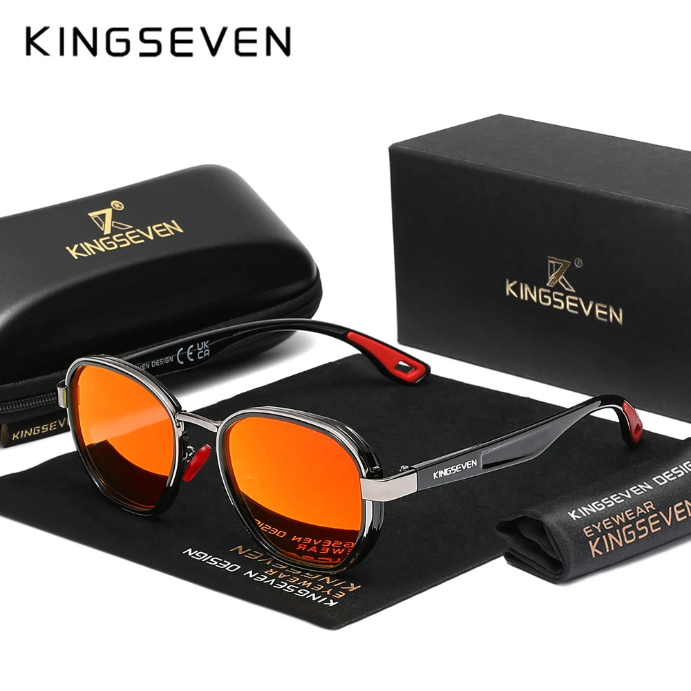 KINGSEVEN marque originale lunettes de soleil hommes polarisées UV400 luxe lunettes pour femme mâle extérieur cadre rond casual mode lunettes