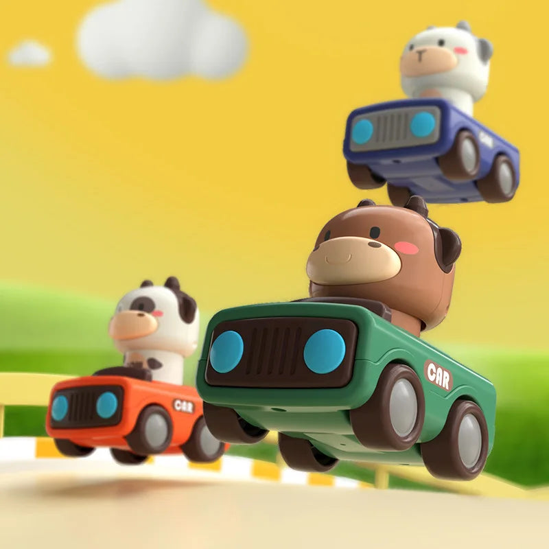 Jouet Voiture Animal Dessin Animé Presse — Véhicule Amusant Enfants