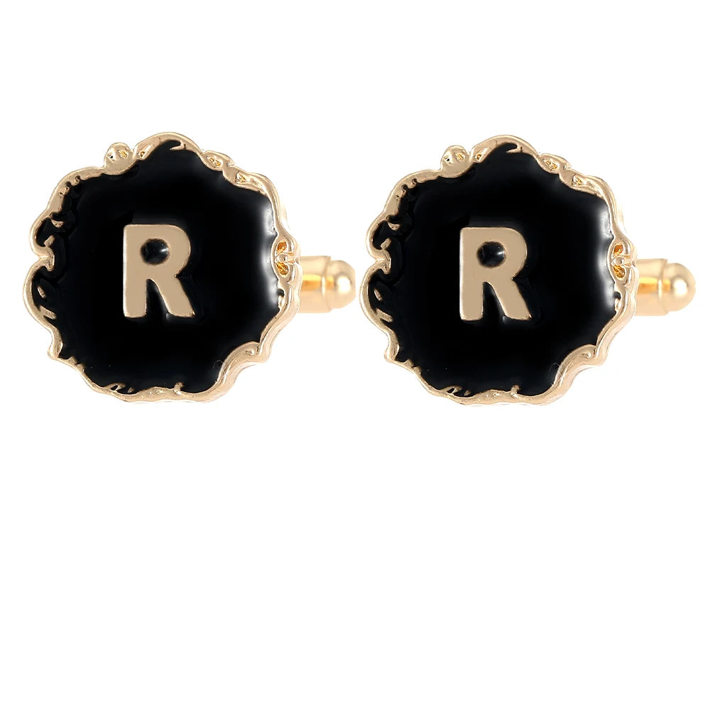 Boutons de manchette classiques pour hommes, 26 lettres initiales de l'alphabet, A B C D E F G H I J K L M N O P Q R S T U, bouton à manches V W X Y Z