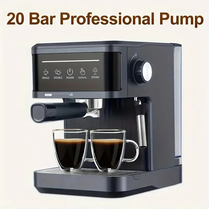 Cafetera espresso eléctrica profesional, cafetera italiana, semiautomática, capuchino, espumador de leche, 20 bares