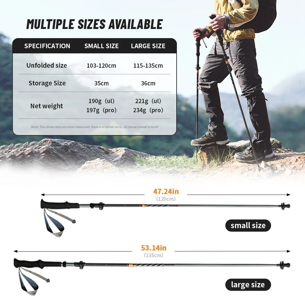 Naturehike – bâtons d'escalade ultralégers, pliables, pour l'extérieur, en Fiber de carbone, à verrouillage rapide