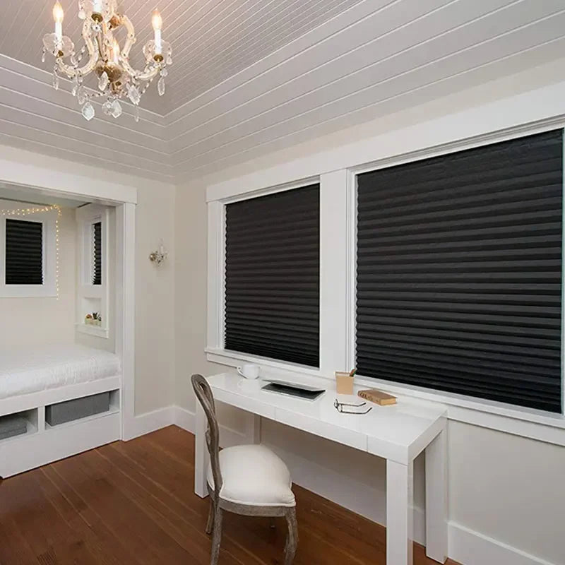 1 pièce Rideau plissé auto-adhésif non tissé pour demi-fenêtres, idéal pour salle de bain, balcon et salon