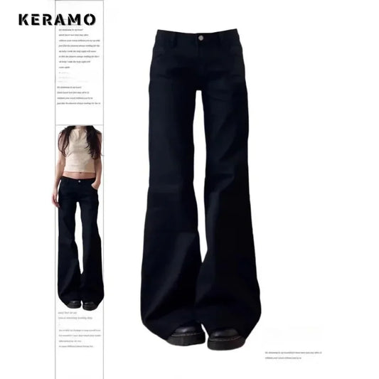 Pantalon Baggy Denim Noir Y2K — Délavé Vintage Grunge Taille Haute