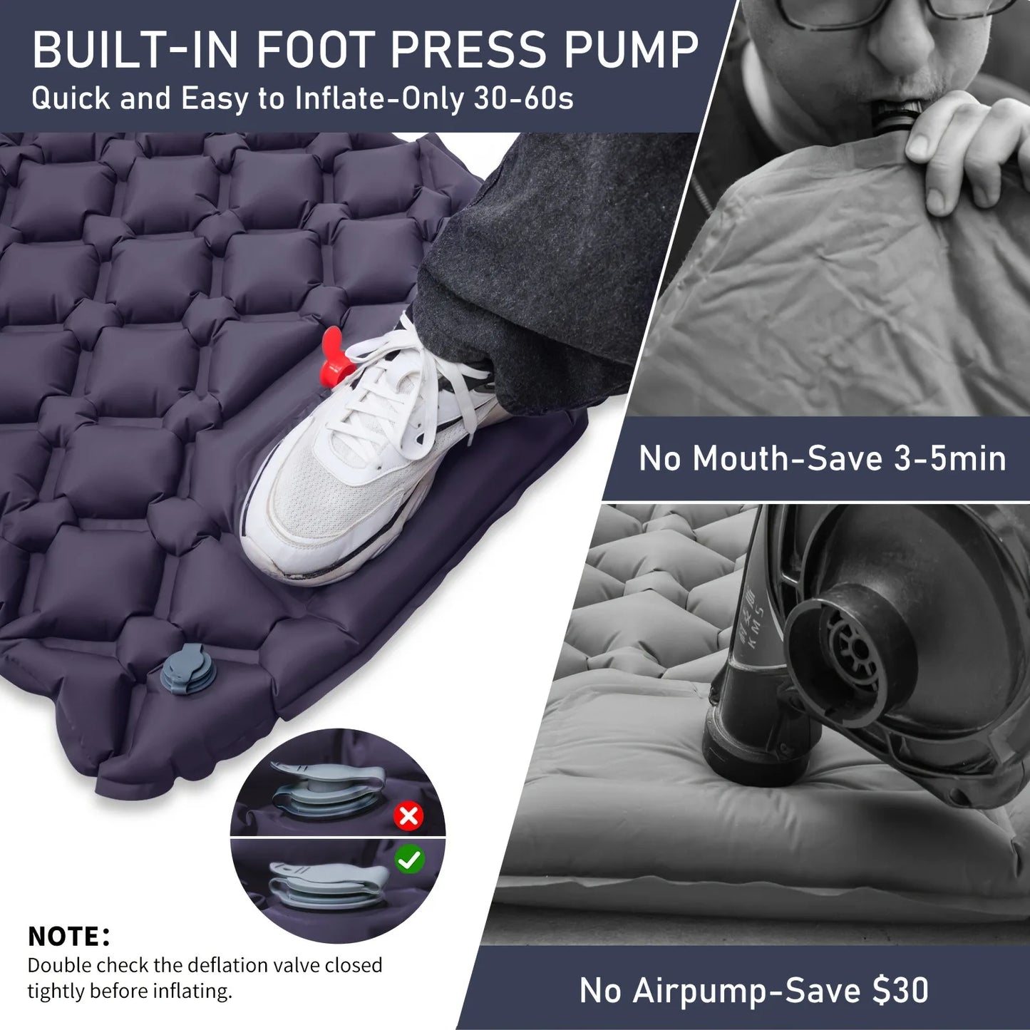 PACOONE – matelas gonflable de type presse pour Camping, imperméable à l'humidité, coussin de couchage d'extérieur, tapis d'air de plage, tente, coussin de voyage
