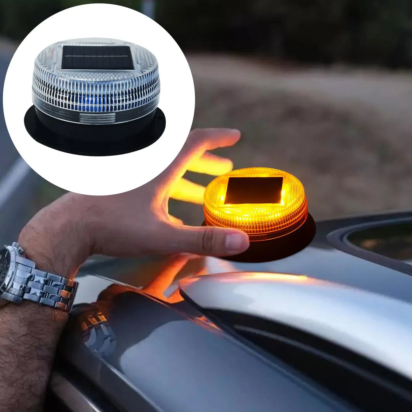 Lampe de poche d'avertissement de nuit LED solaire étanche Flash plafond lumière stroboscopique trafic route balise toit de voiture clignotant lumière de secours