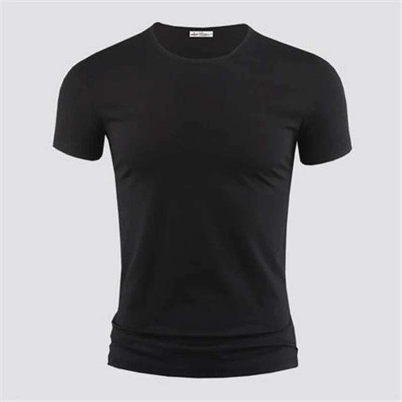 2026 hommes T-Shirt couleur Pure col en V à manches courtes hauts T-Shirts hommes T-Shirt collants noirs homme T-Shirts Fitness pour vêtements masculins
