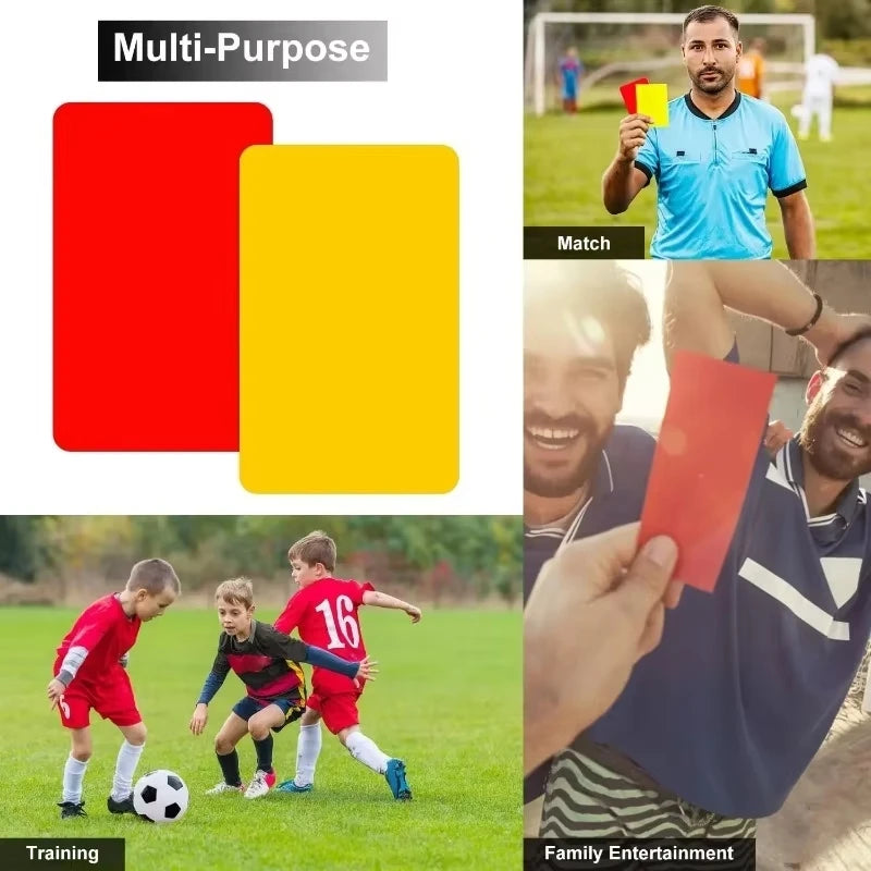 Kit Arbitre Football — Cartons Rouge & Jaune, Portefeuille PU, Sifflet & Carnet