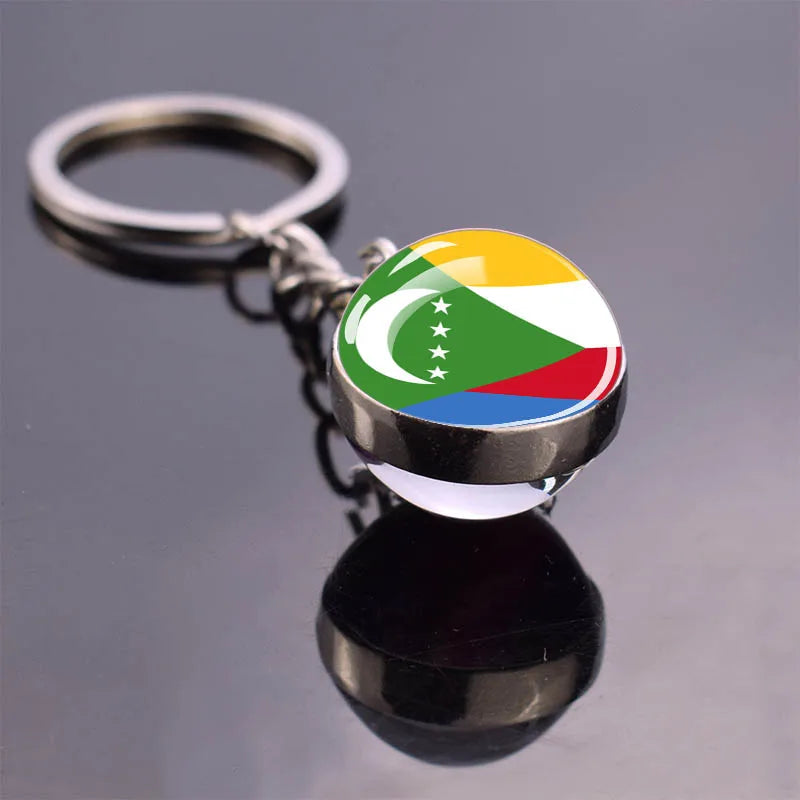 Porte-clés drapeau africain, algérie, somalie, tunisie, maroc, egypte, drapeau National, pendentif boule de verre Double face, cadeau