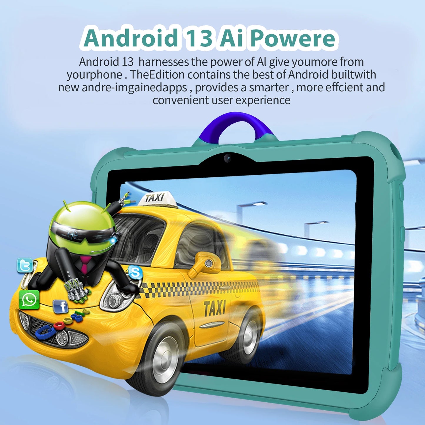 Tablet PC infantil de 7 pulgadas con Android 13 Quad Core 4GB RAM 64GB ROM Aprendizaje educativo Diseño simple barato favorito de los niños