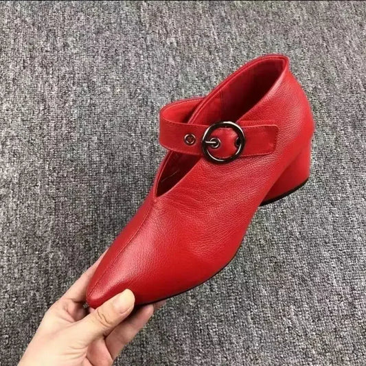 Chaussures Bout Pointu Talons Épais Femme — Style & Confort