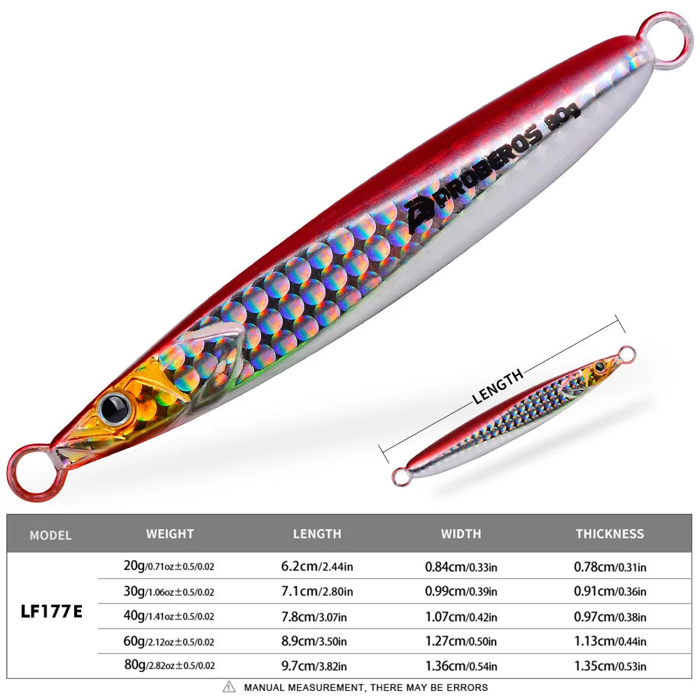 Leurre de pêche en métal lumineux LHFSH, appât dur 20g-80g à coulée lente avec hameçons triples pour la pêche au bar et au thon