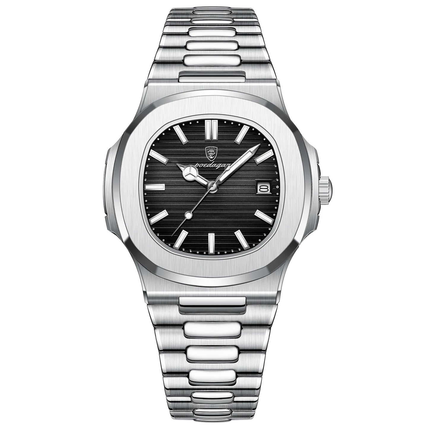 POEDAGAR - Reloj de pulsera cuadrado de moda para hombre, luminoso, impermeable, de acero inoxidable, reloj de cuarzo para hombre, de negocios, Reloj