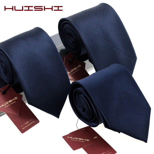 HUISHI Dark Blue Document Necktie for Men, 8 Styles, 8cm, 6cm, Waterproof, Jacquard, 03/Wear, Craings.com, Wedding Party