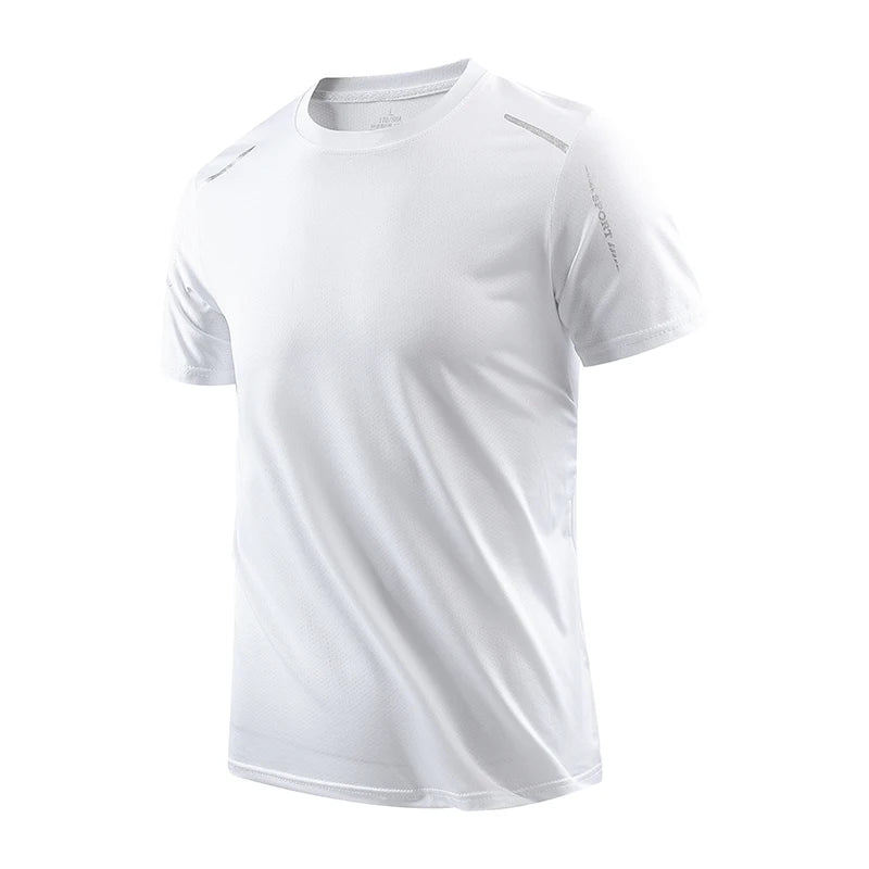 CHRLCK Hombres Correr Secado rápido Transpirable Senderismo Pesca Camisetas Elástico suave Deportes al aire libre Camiseta de manga corta Verano