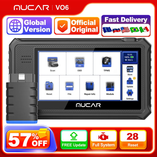 MUCAR VO6 - Car Diagnostic Tools, Full System Automatic, 28 Resets, Maintenance ug F TCM Airbag ABS IMMO, Free Lifetime Update, UAE OBD2