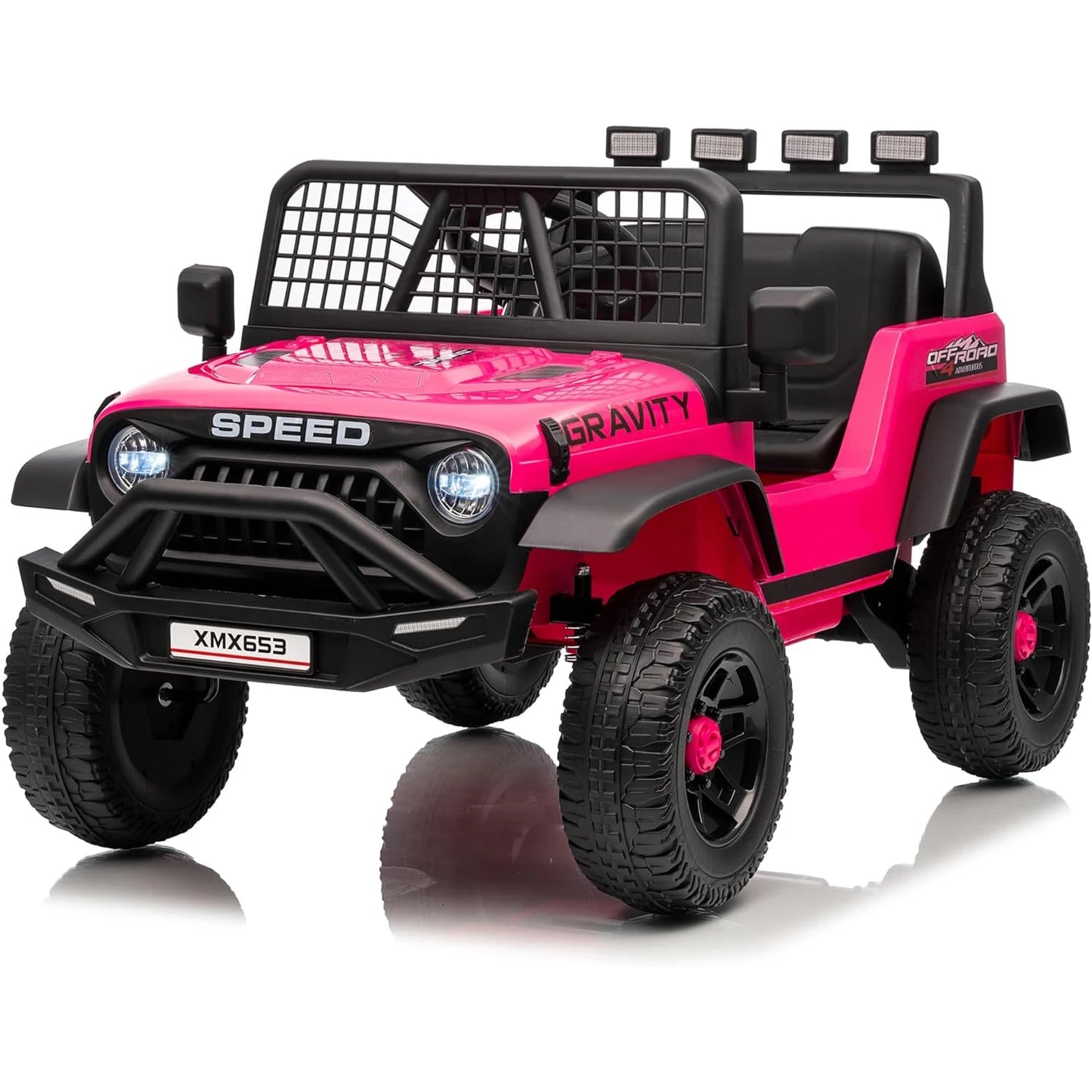 12V Kids Ride-On Truck with Remote Control, 3 Speeds, Emergency Brake, LED Lights, Music and Horn, Electric Car for Kids