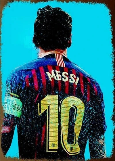 Affiche Métal Aluminium Étoile Football — Décoration Murale Bar, Club & Salon