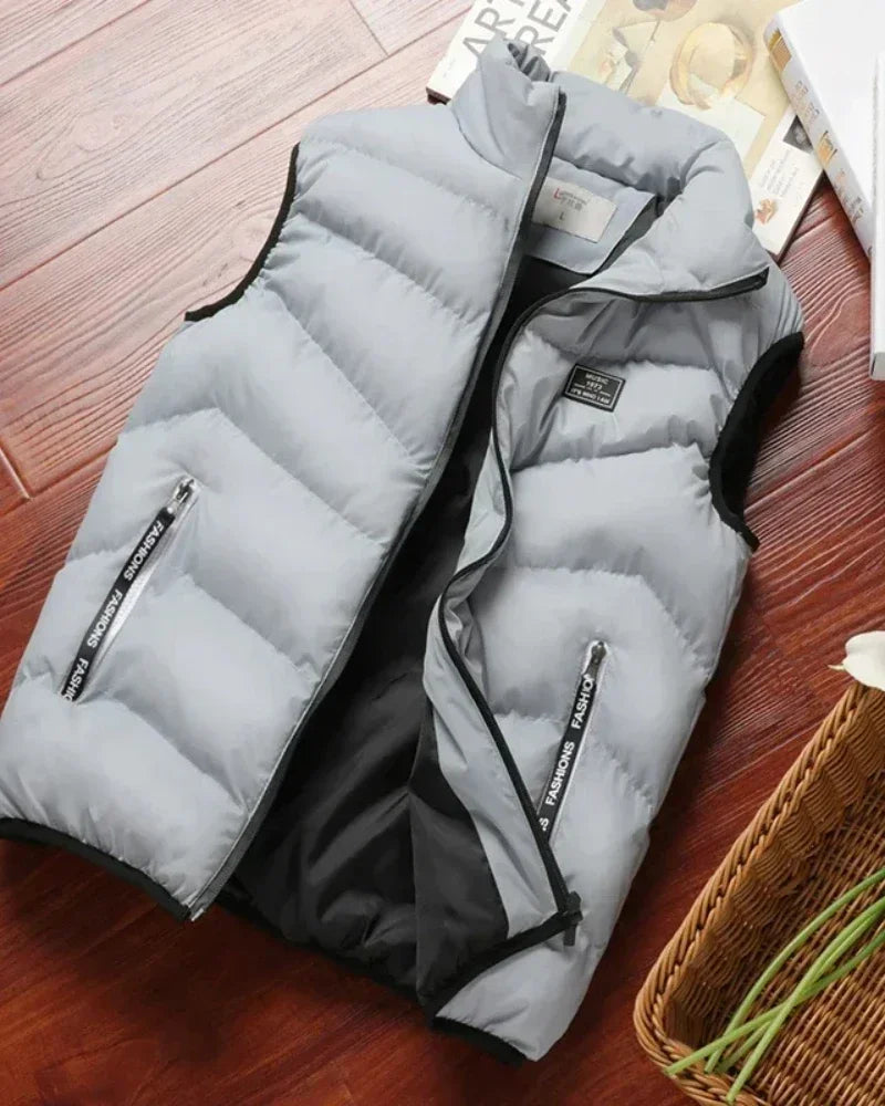Manteaux bouffants sans manches pour hommes, doudoune de couleur unie, gilet chaud d'hiver, vêtements d'extérieur, coupe-vent, nouvelle collection 2024