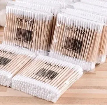 Coton-tige en bois à double tête 500 pièces — outils de maquillage, femmes, nettoyage des oreilles