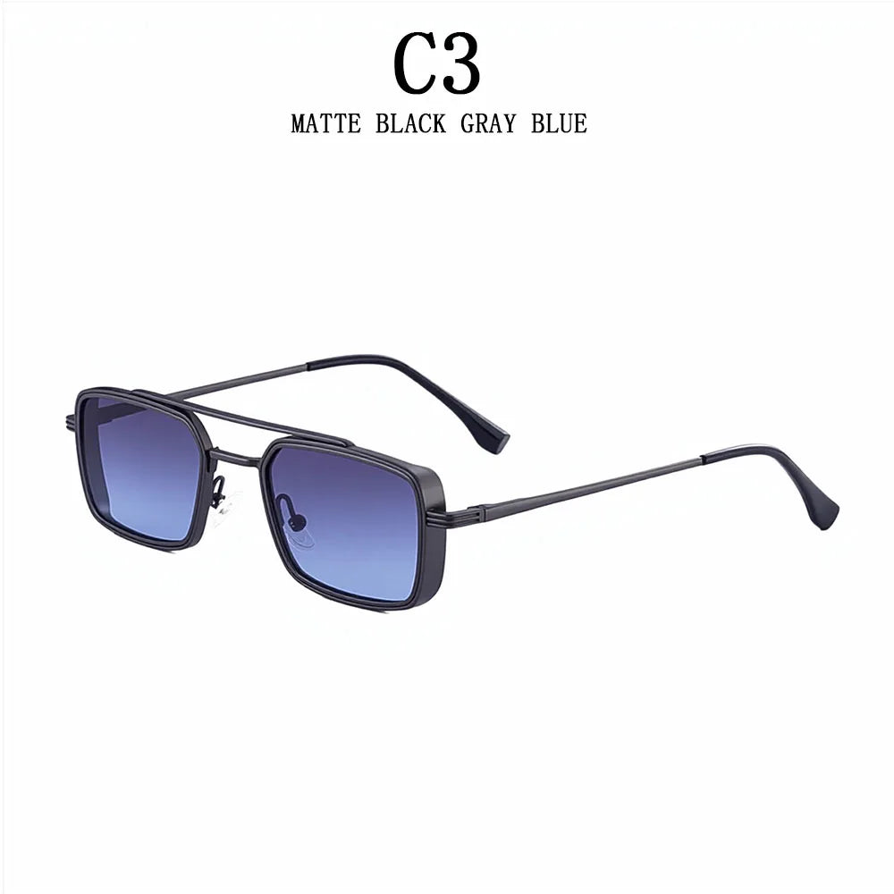 Lunettes de soleil carrées Steampunk hommes et femmes — punk, rétro, mode, vintage, 2025