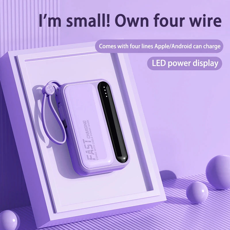 Power Bank 120W grande capacité — 4 câbles intégrés, affichage numérique intelligent, portable